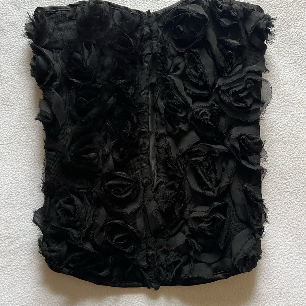 Charlotte Russe Black Textured Floral corset